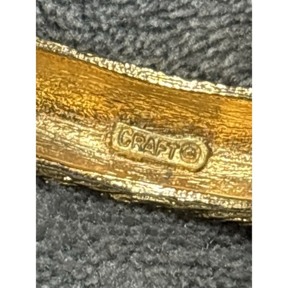 Vintage Craft Goldtone Rhinestone Black Cabochon Rams Head Clamper Bracelet - Picture 5 of 9